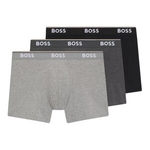 BOSS THREE-PACK OF LOGO-WAISTBAND BOXER BRIEFS IN STRETCH COTTON